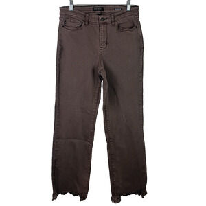 Judy Blue Women's Frayed Hem 90s High Waisted Straight Jeans 9/29 Brown JB82531